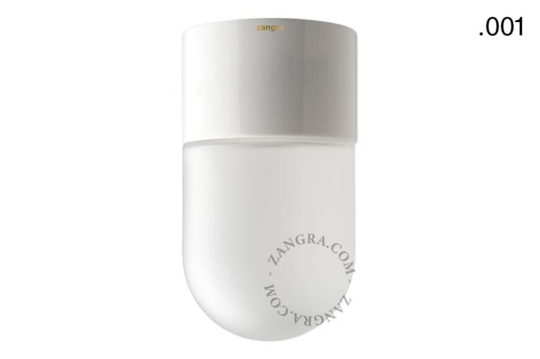 Bathroom white porcelain wall or ceiling light - glass shade